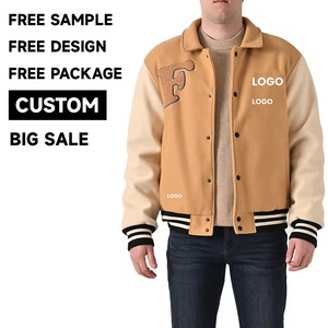 Custom Winter Puffer Jacket  Men's Down Coat Wool University Baseball Varsity Jackets For Men