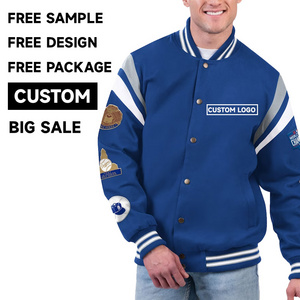 Custom Print Logo Bomber Jacket  Baseball Jackets Vintage Leather Sleeve Varsity Jacket For Men