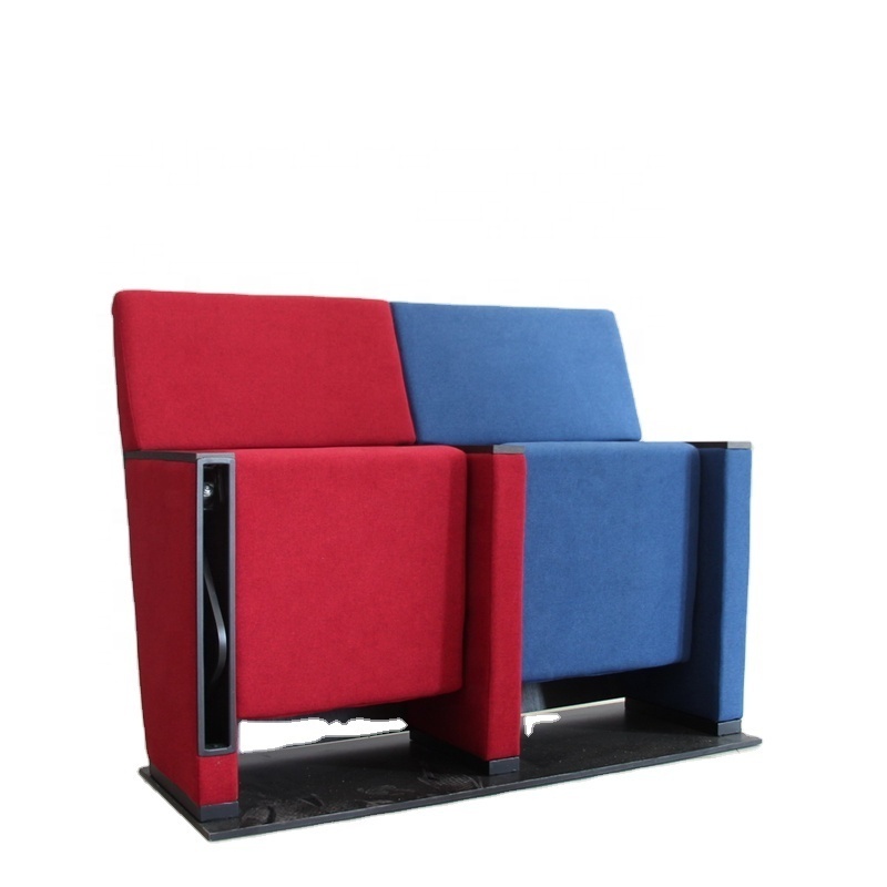 Customized Leather Upholstery Patented Design Fabric Folding Auditorium Cinema Chair With Writing Pad