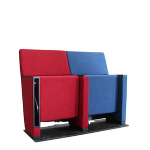 Customized Leather Upholstery Patented Design Fabric Folding Auditorium Cinema Chair With Writing Pad