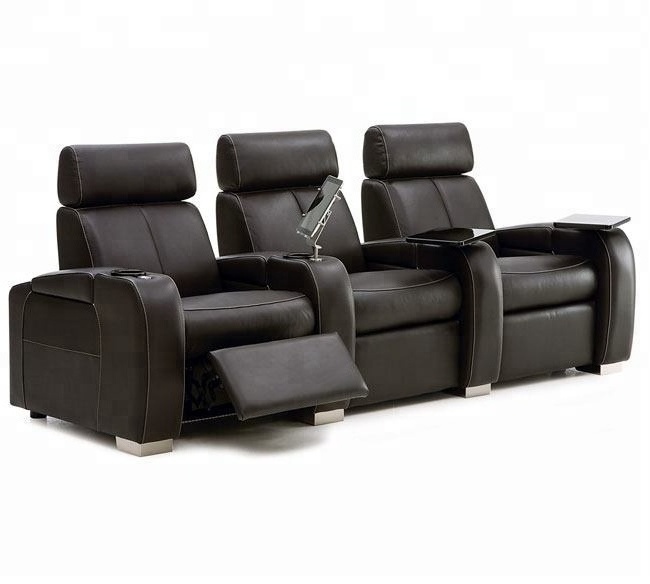 Black Genuine Leather Electronic Sofa and Furniture Massaging Recliner Living Room Sofa