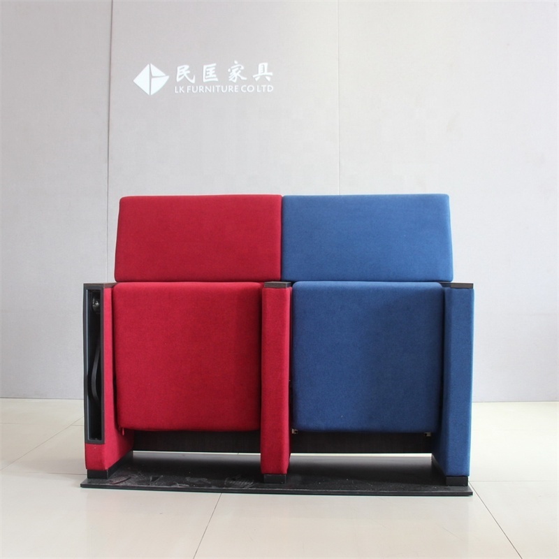 Customized Leather Upholstery Patented Design Fabric Folding Auditorium Cinema Chair With Writing Pad