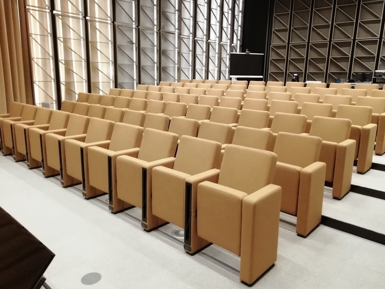 Modern Design Commercial Theater Fabric Tip-up Auditorium Chair With Anti-panic Writing Tablet