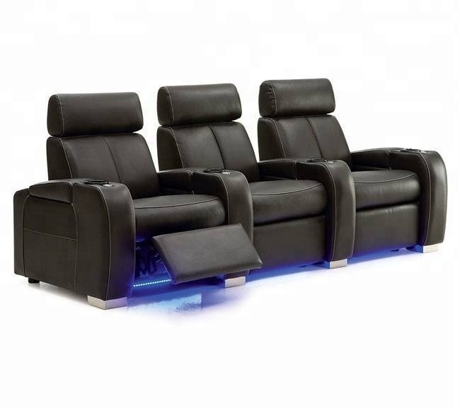 Black Genuine Leather Electronic Sofa and Furniture Massaging Recliner Living Room Sofa