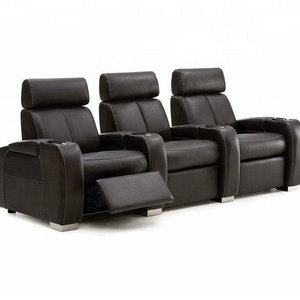 Black Genuine Leather Electronic Sofa and Furniture Massaging Recliner Living Room Sofa