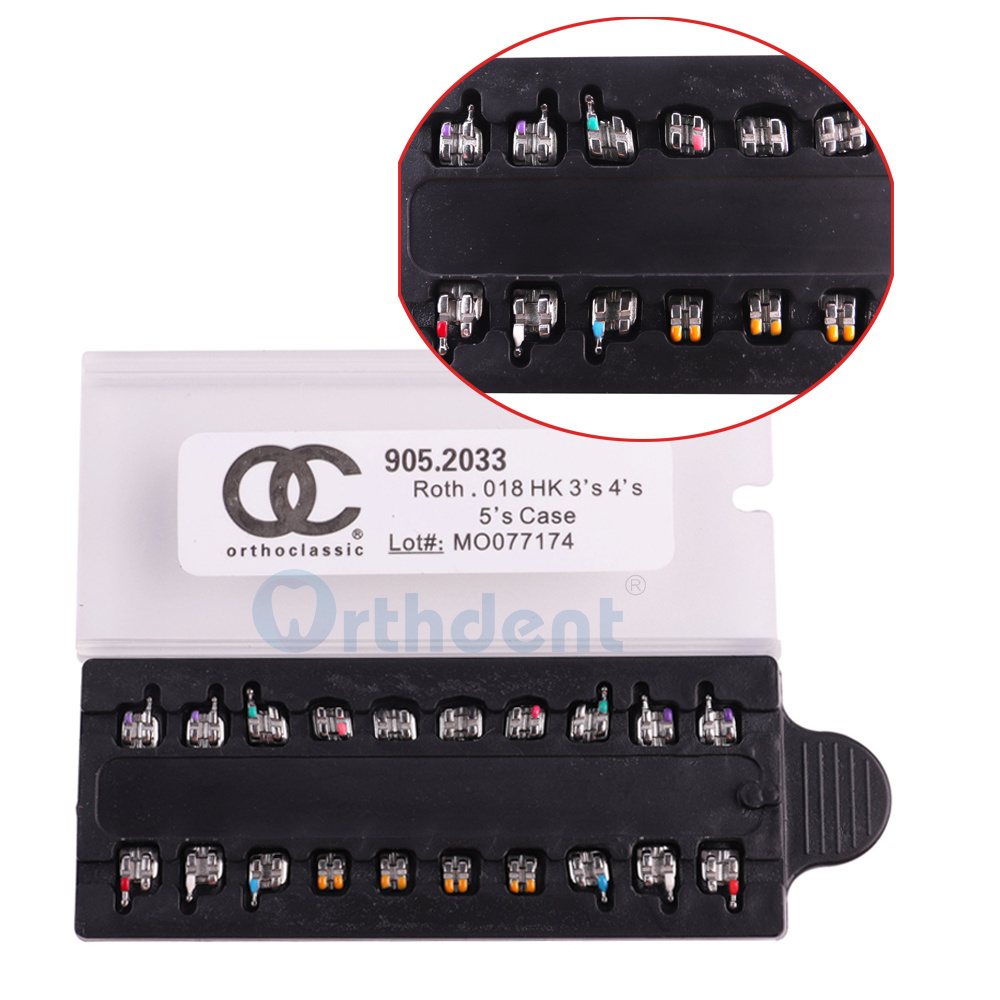 Orthdent 20Pcs/Box OC Brackets Dental Orthodontic Metal Braces MIM Mini Roth 018 3-4-5 Hooks Teeth Braces Dental Materials Lab