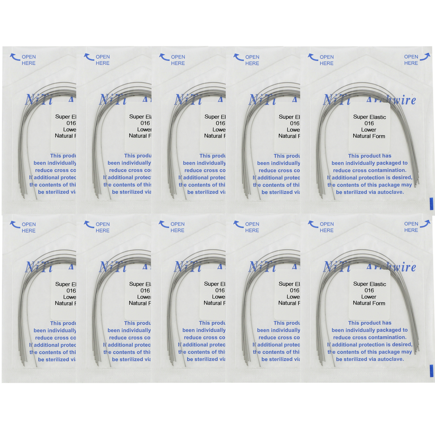 Orthdent 10 Pcs/Pack Dental Orthodontic Super Elastic Niti Arch Wire Natural Form Round Wire 014 Lower Dental Consumables Braces