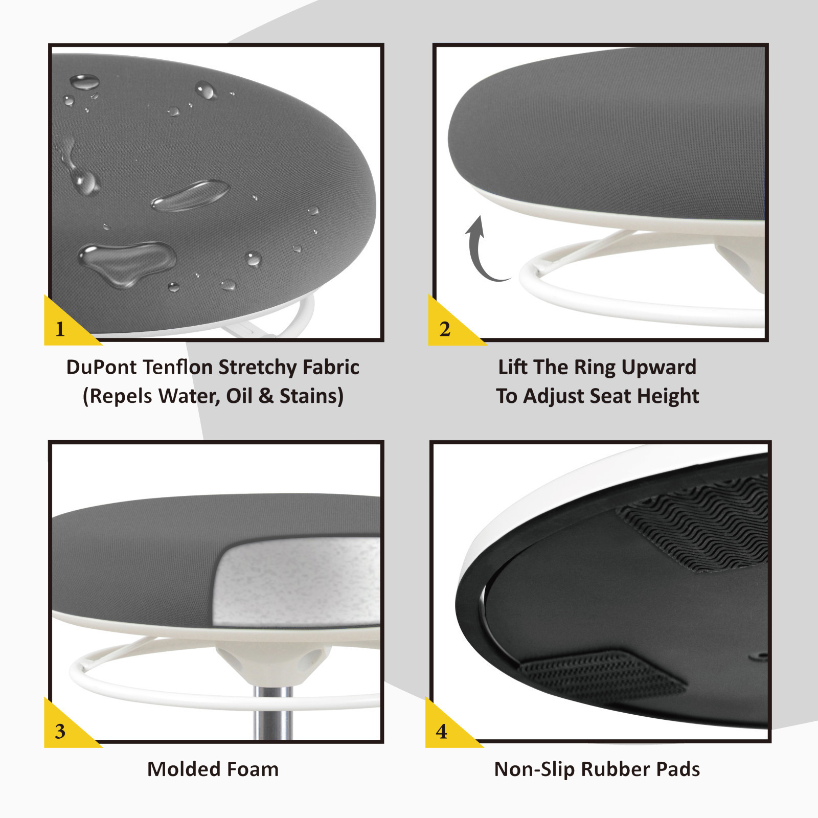 Ergonomic 360 Degree Tilting Round Seat with Cushion Swivel Chair