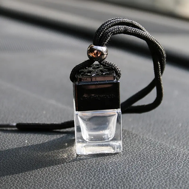 8ml car diffuser bottle professional oil bottles hanging car perfume bottle Square gold silver black cap car air freshener