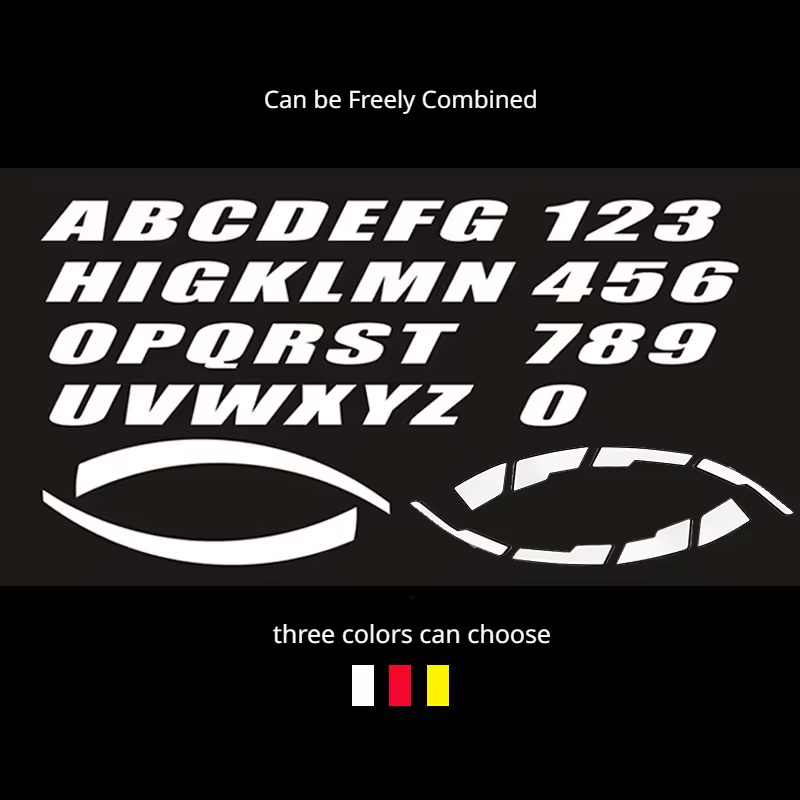 Customized Car and Motorcycle Sticker Text 3D PVC Tire Alphabet Number Stripe Sticker Universal Wheel Decal Letter Text