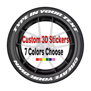 Customized Car and Motorcycle Sticker Text 3D PVC Tire Alphabet Number Stripe Sticker Universal Wheel Decal Letter Text