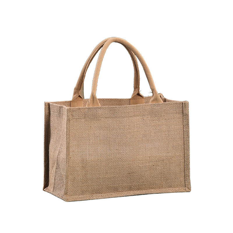 Eco Friendly Laminated Jute Bag Burlap Reusable Linen Beach Bag Hessian Shopping Tote Bags With Custom Logo