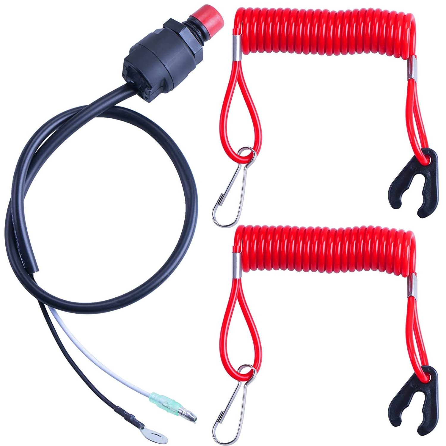 Universal Boat Outboard Lanyard Engine Motor Kill Urgent Stop Switch/Safety Lanyard Tether Cord 2 Pcs Compatible Yamaha Tohatsu