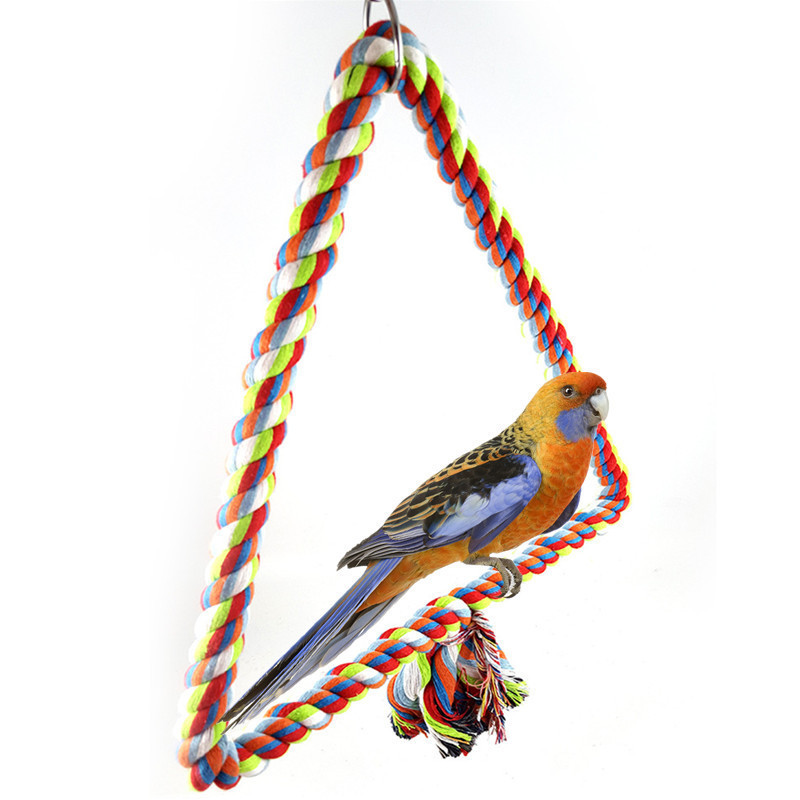 Colorful Bird Toy  Climbing Beak Toy  Triangle Cotton Rope Swing For Parrot