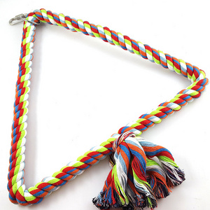 Colorful Bird Toy  Climbing Beak Toy  Triangle Cotton Rope Swing For Parrot