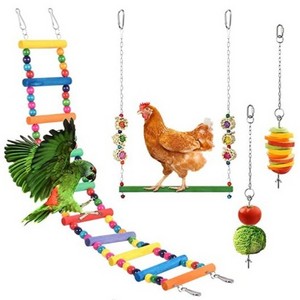 4 Packs Pet Bird Chicken Toy Set Ladder Swing Pet Food York Set