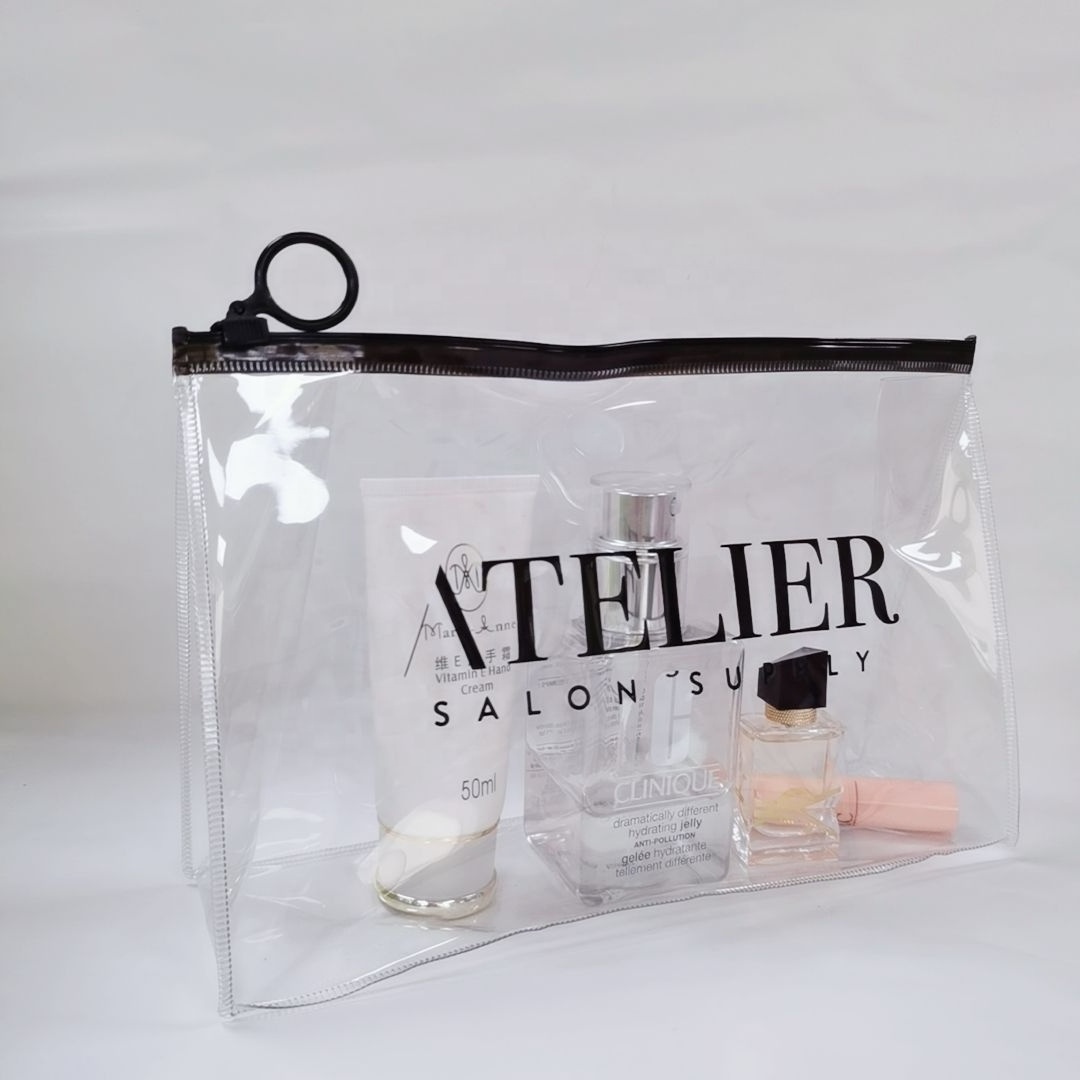 Custom Design Storage Bags Large Zipper Holographic Zip lock Bag  Transparent Pvc Cosmetic Bags With Zipper