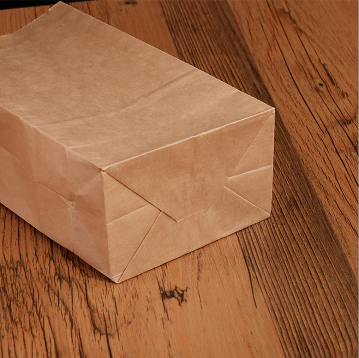 Wholesale Promotion Eco friendly brown paper bag food take away square bottom paper bag