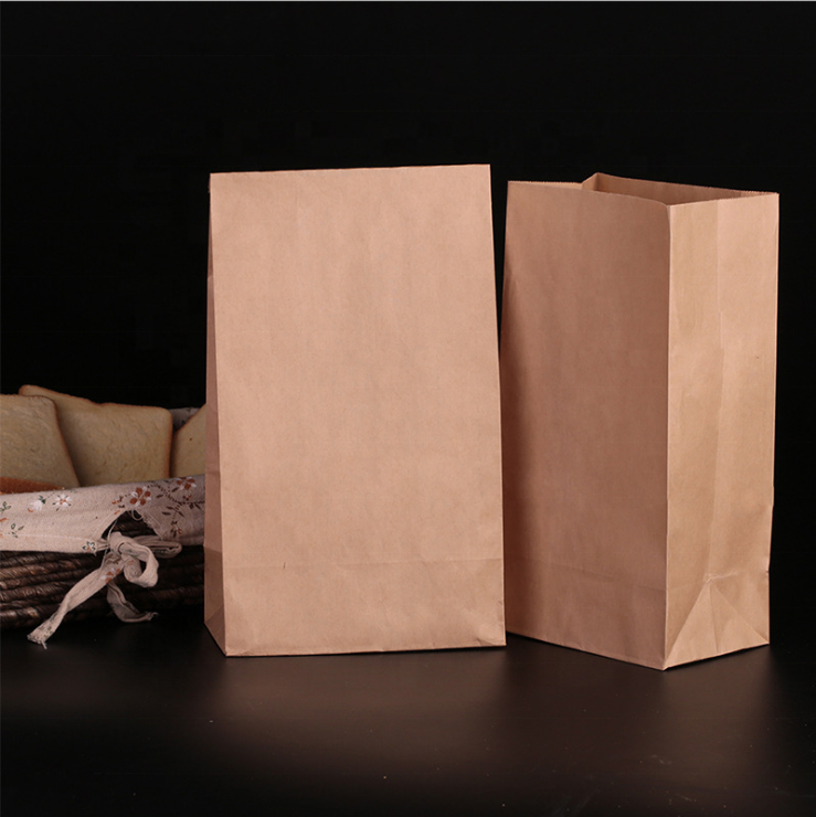 Wholesale Promotion Eco friendly brown paper bag food take away square bottom paper bag