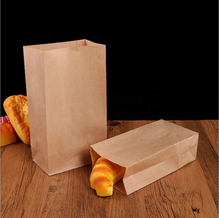 Wholesale Promotion Eco friendly brown paper bag food take away square bottom paper bag