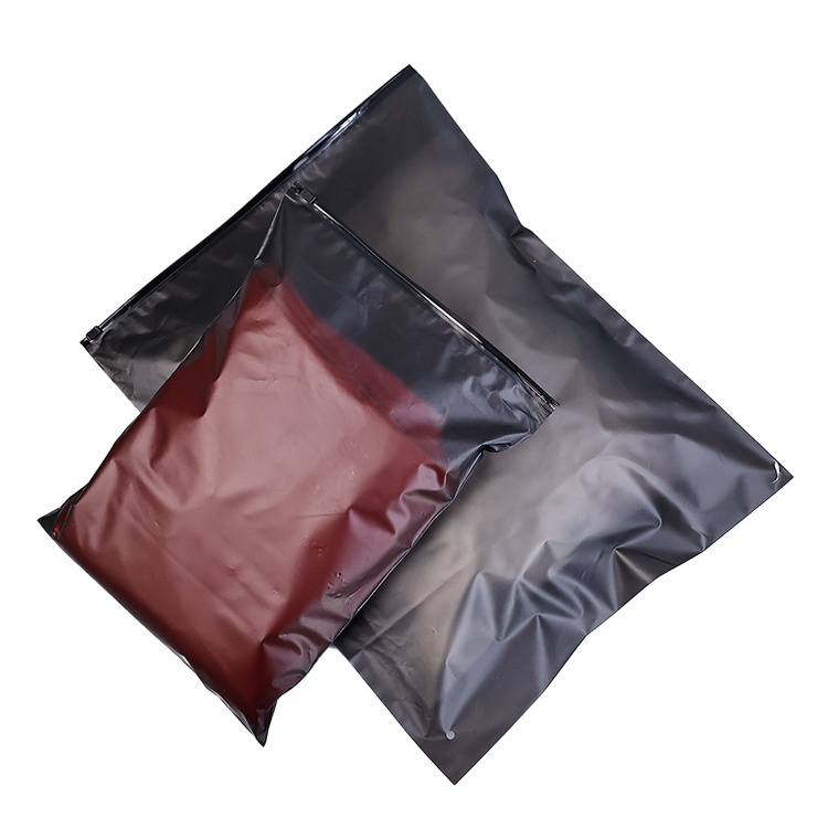 customized printing logo plastic eva zipper slider frosted matte pvc black zip lock compostable packaging bag for clothes