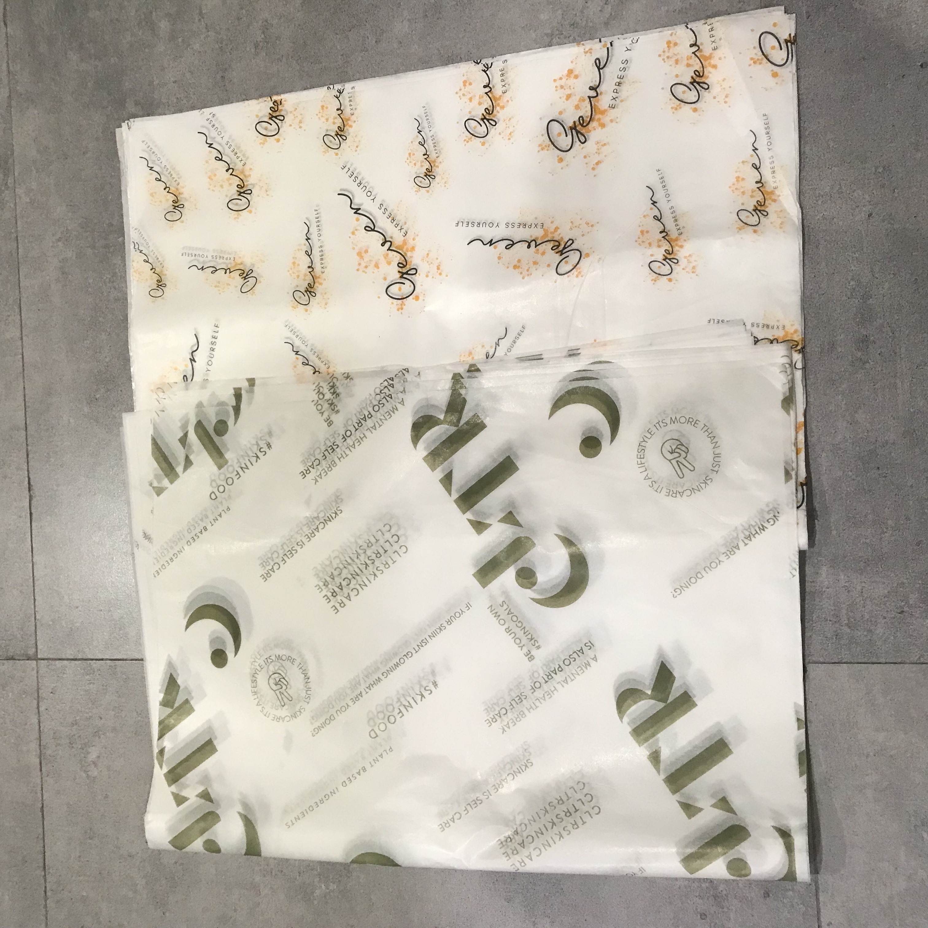 30 gsm Custom Logo Printed Grease proof Oil Greaseproof Paper Wax Food Wrapping Paper