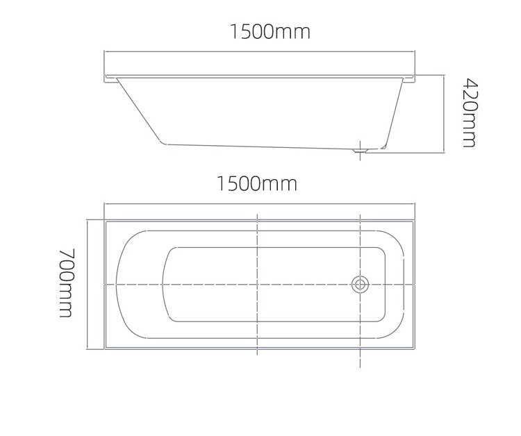 Modern Acrylic Drop-In Adult Bathtub Hotel Alcove Bath Tub Soaking Bathtub