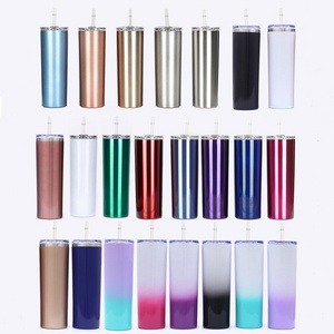 Seaygift matte custom logo wholesale vacuum metal double wall cup 20 oz insulated stainless steel skinny tumbler with lid straw