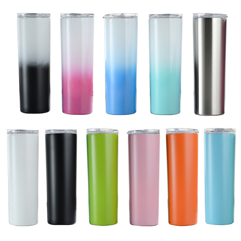 Seaygift matte custom logo wholesale vacuum metal double wall cup 20 oz insulated stainless steel skinny tumbler with lid straw