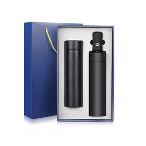 Seaygift graduation company souvenirs business thermos bottle /umbrella gift set smart LED water bottles with gift box sets