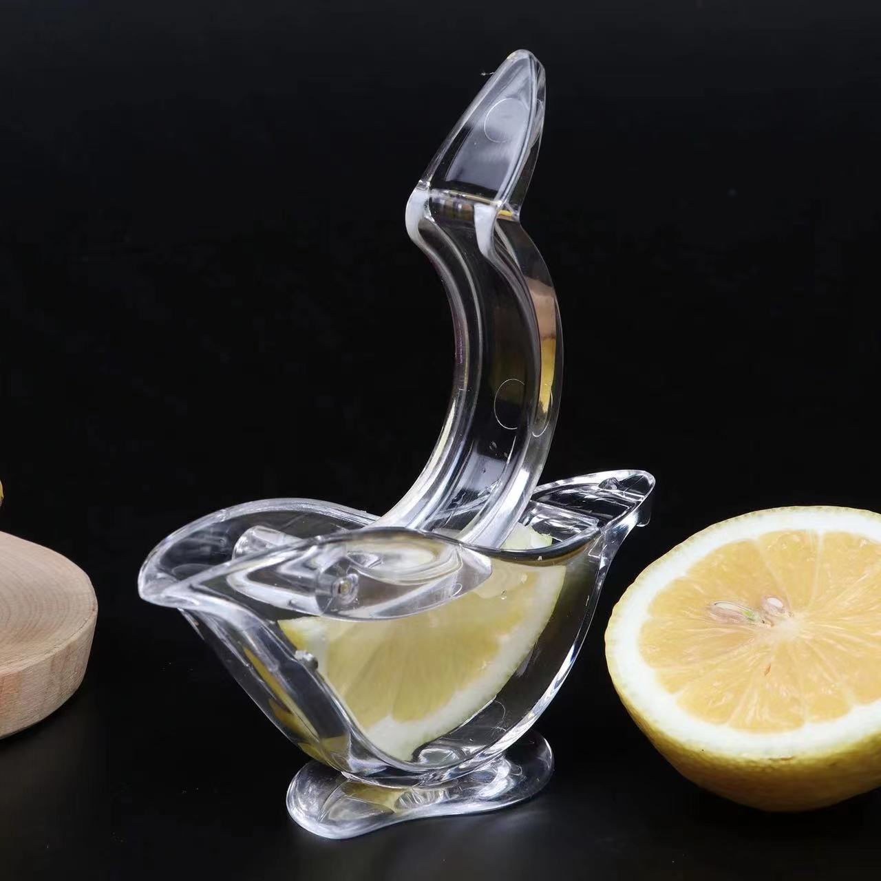 Seaygift dropshipping europe custom plastic acrylic manual transparent small fruit juicer art bird lemon juicer squeezer