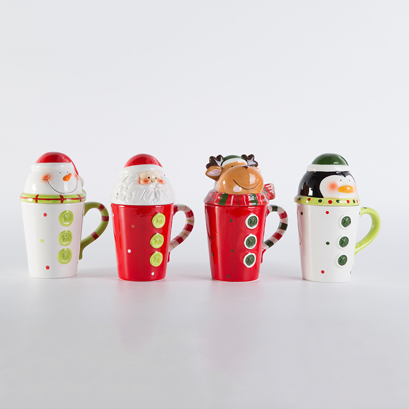 Seaygift new products Novelty merry christmas 2023 gift travel use 3D santa claus snowman ceramic coffee mug with boot design