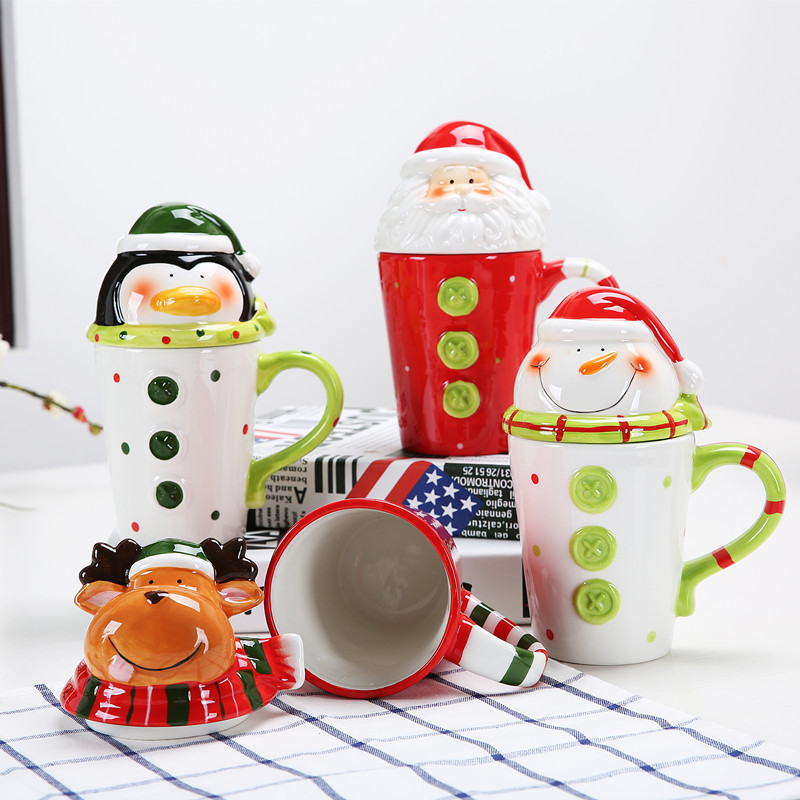 Seaygift new products Novelty merry christmas 2023 gift travel use 3D santa claus snowman ceramic coffee mug with boot design