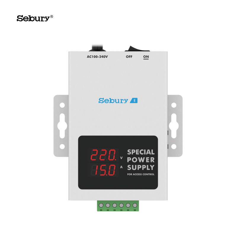 Sebury Zinc Alloy LED digital screen SPS 12V 1.5A Switch Power Supply with BT For Door Access Control System