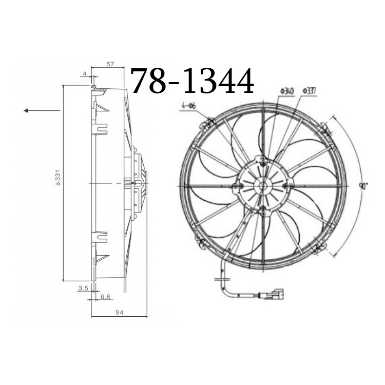 Original Condenser fan 12v 24v bus parts air conditioning fan Spal fan VA07-BP12C-58S