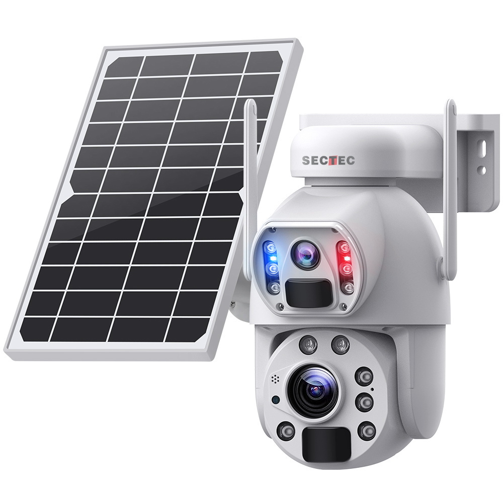 SECTEC New 20X Zoom 4G Camera IP66 Metal 10W Solar Panel 4G 6MP 20000mAh Dual Lens Laser Infrared Lamp 4G Solar Outdoor Camera