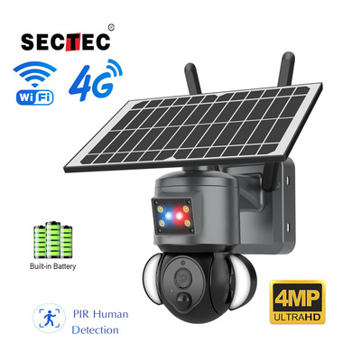 Sectec HD 4MP Wifi 4G IP Network Camera Smart Outdoor IP CCTV Home Speed Dome PTZ Network 2k Solar Battery Camera