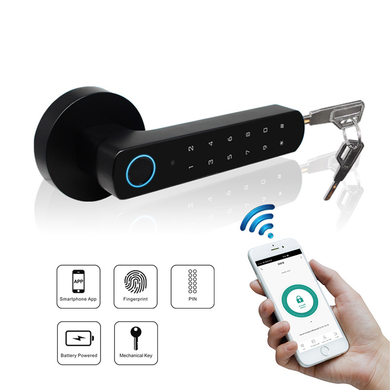 Smart  Locks Fingerprint Lock handle designed Smart Phones App Controlled Keypad Keys High safety level Used