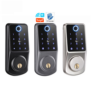 Tuya Wifi keyless keypad finger print deadbolt lock small smart fingerprint door lock set