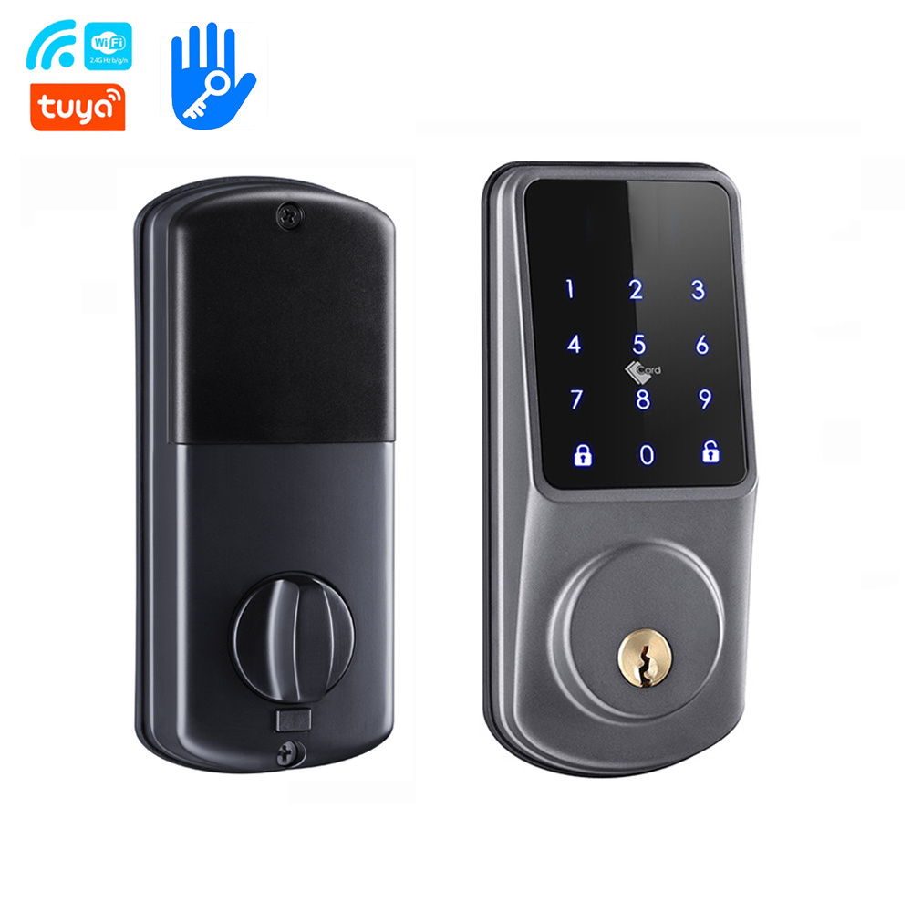 Tuya WiFi TT Lock Wireless Keyless touch digital Keypad with Mechanical Key Smart Deadbolt Lock