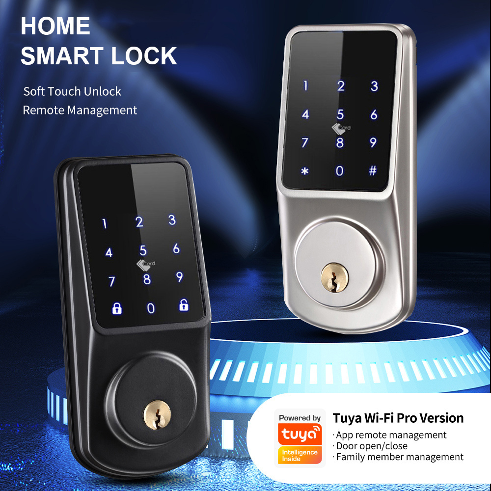 Tuya WiFi TT Lock Wireless Keyless touch digital Keypad with Mechanical Key Smart Deadbolt Lock