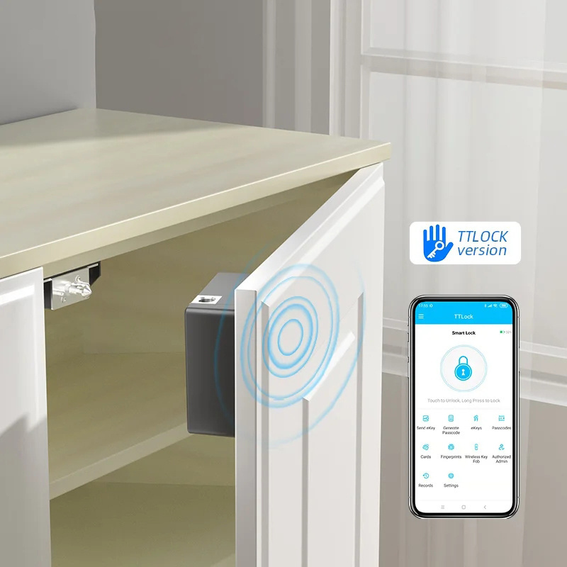 Smart Bluetooth Electronic Hidden RFID Cabinet Lock and TTLock Desk/Table  Wireless Drawer Lock with NFC