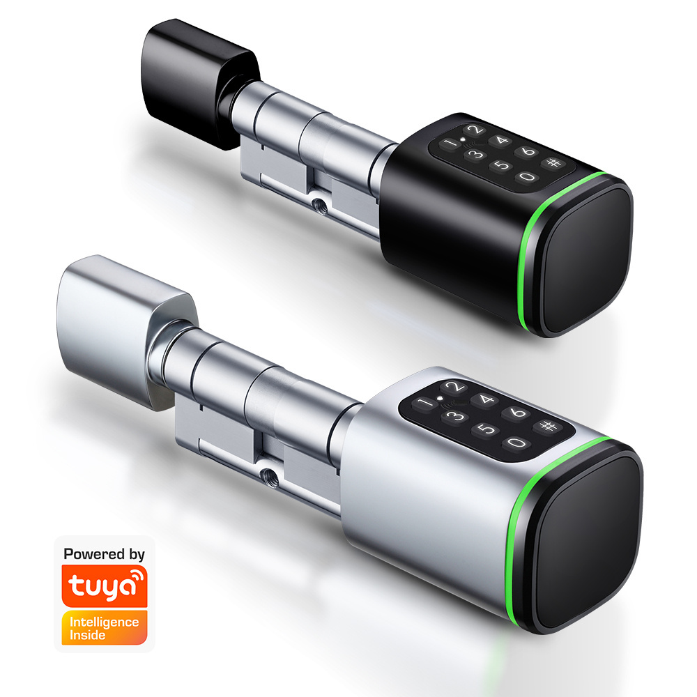 Home apartment adjustable Cylinder Lock,Newest Tuya Smart Life App TT Lock Digital Passcode Smart Cylinder Lock