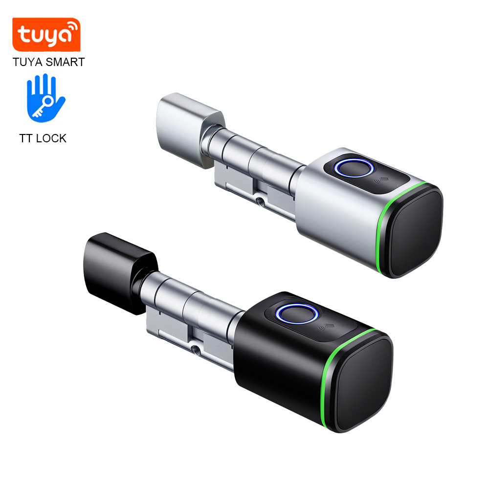 Tuya TT Lock Bluetooth Euro Electronic Cylinder Smart Fingerprint Door Lock for Home Hotel Apartment