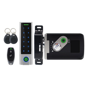 Battery Power Fingerprint PIN Code RFID Remotely Wireless Digital door Lock Kit