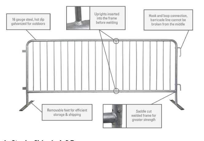 Flat Feet Crowd Control Barrier Outdoor Temporary Fence Panels Horse Retractable Steel Fence