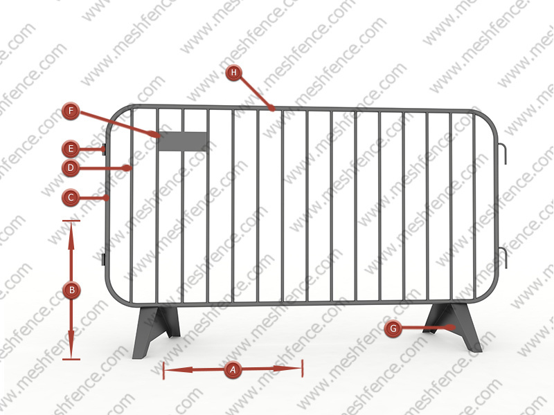 Flat Feet Crowd Control Barrier Outdoor Temporary Fence Panels Horse Retractable Steel Fence