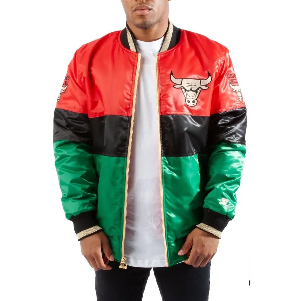 Customized Design Team Chicago Bull & Number Starter bomber jacket / Embroidered Satin bomber Jackets