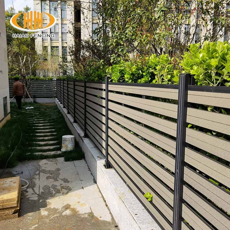 Wholesale outdoor wood plastic composite wpc garden fence panels with aluminum posts