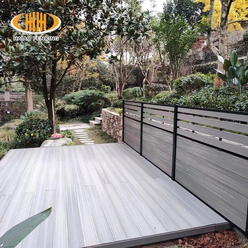 High quality white wood plastic composite 8ft panel set decking wpc fence